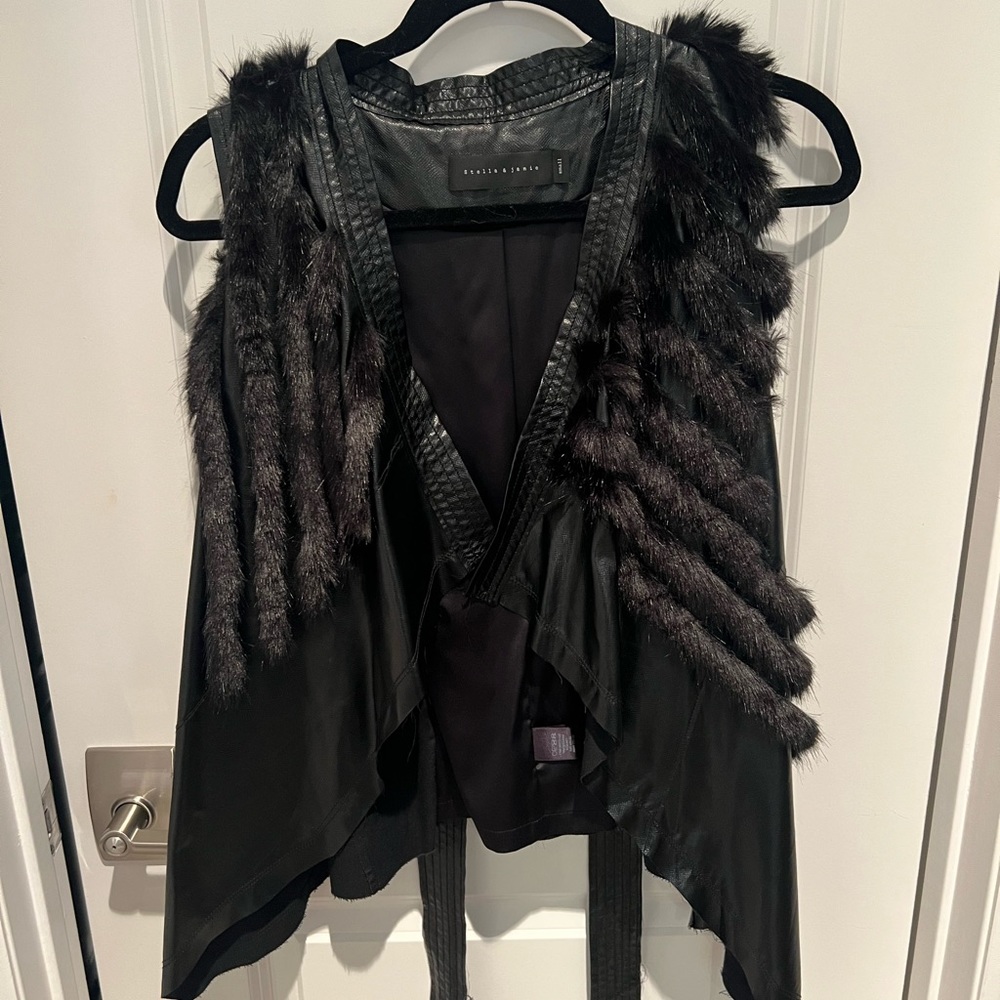 Stella & Jamie faux fur waist cinched vest